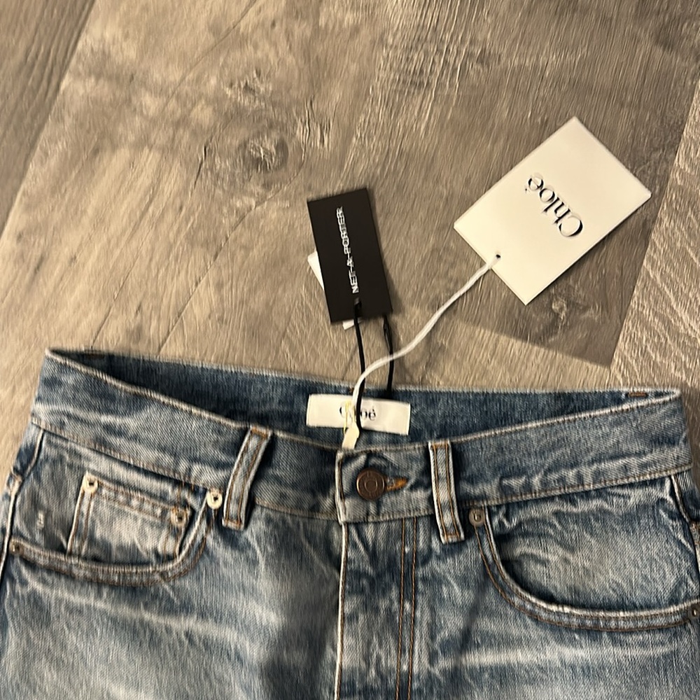 ✨ NWT CHLOE fall 2024 FLARED PATCHWORK JEANS IN DENIM - Picture 9 of 11